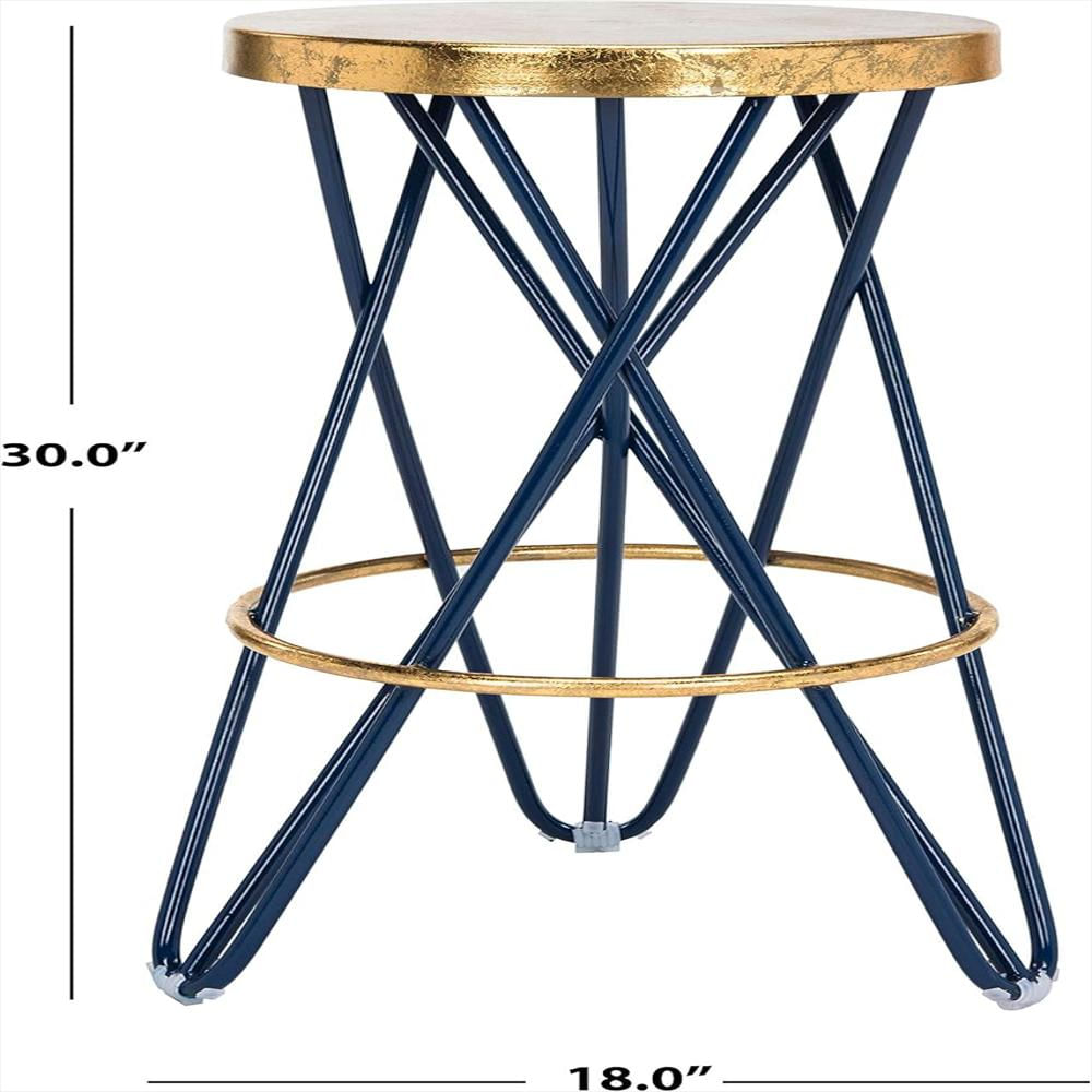 Taburete De Bar Safavieh Tapicería Azul Marino Metal Dorado 76 Cm img #3
