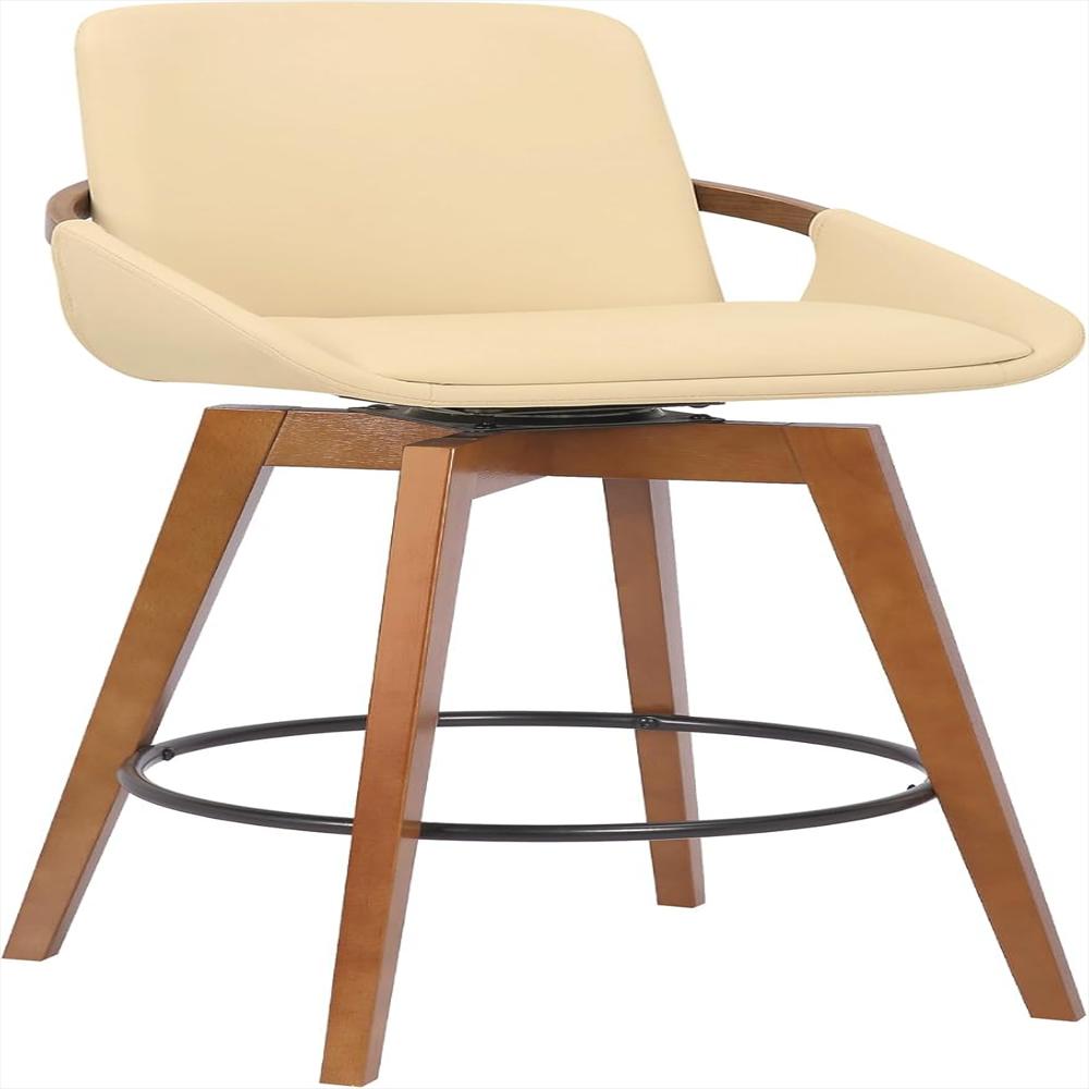 Taburete De Bar Armen Living Piel Sintética Color Crema Estilo Moderno 26 Pulgadas De Altura img #1