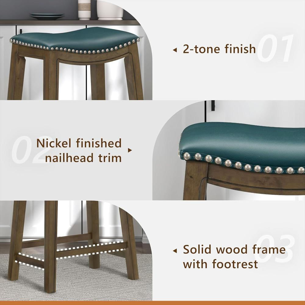 Taburete De Cocina Lexicon Madera Maciza Estilo Silla De Montar Sin Brazos img #5
