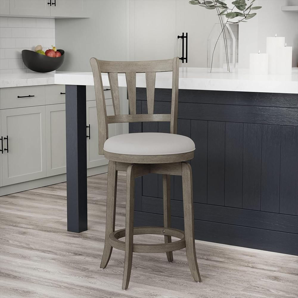 Taburete Hillsdale Furniture Madera Gris Envejecido Altura De Mostrador 66 Cm Giratorio img #2