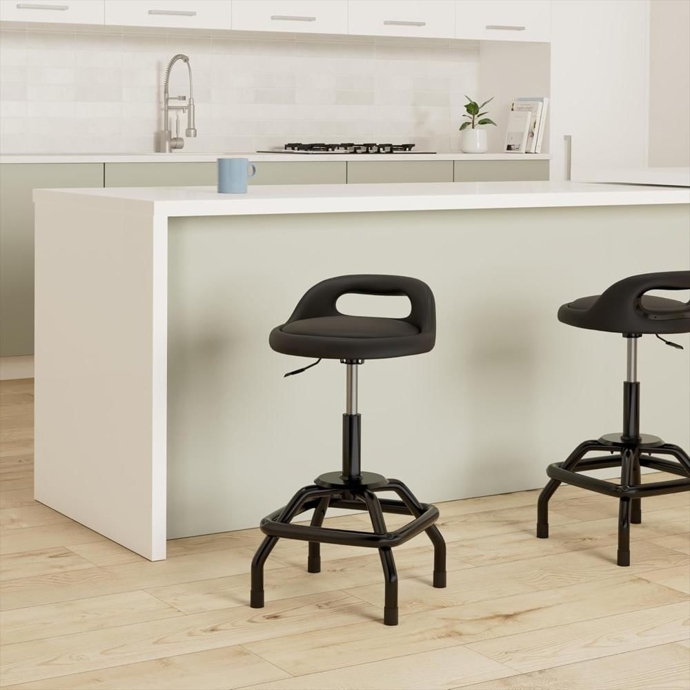 Taburete Type S Giratorio Ajustable 22 A 28 Pulgadas Con Respaldo Y Reposapiés Ergonómico Acero Resistente img #2