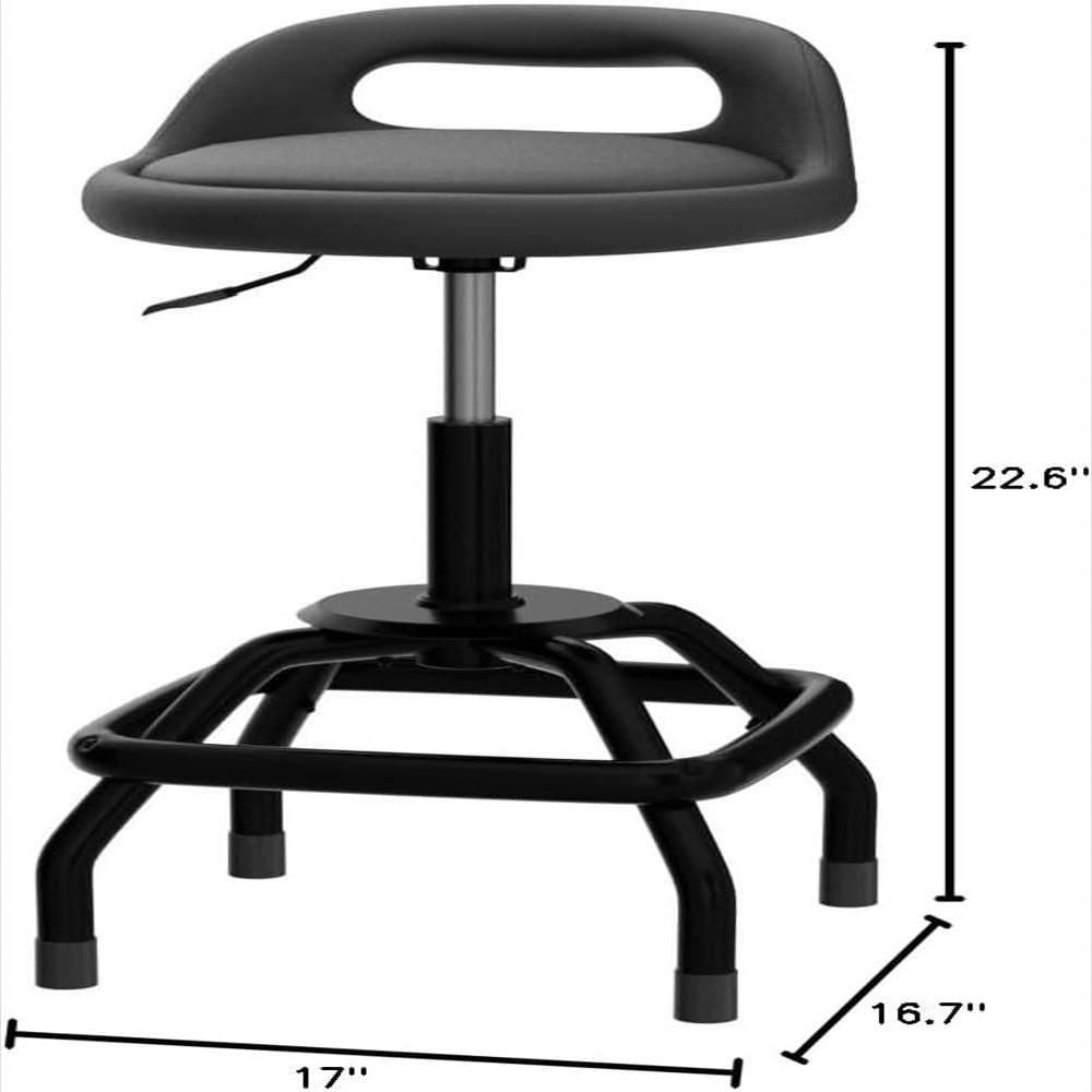Taburete Type S Giratorio Ajustable 22 A 28 Pulgadas Con Respaldo Y Reposapiés Ergonómico Acero Resistente img #3
