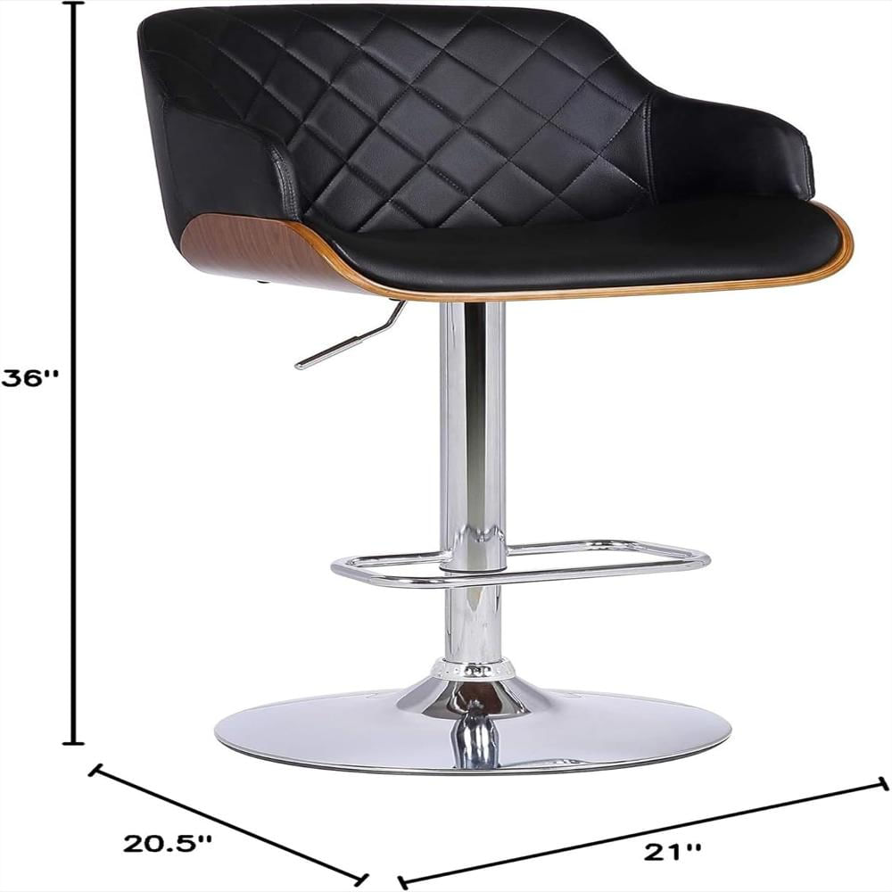 Taburete Giratorio Armen Living Cuero Sintético Negro Ajustable Diseño Elegante img #3