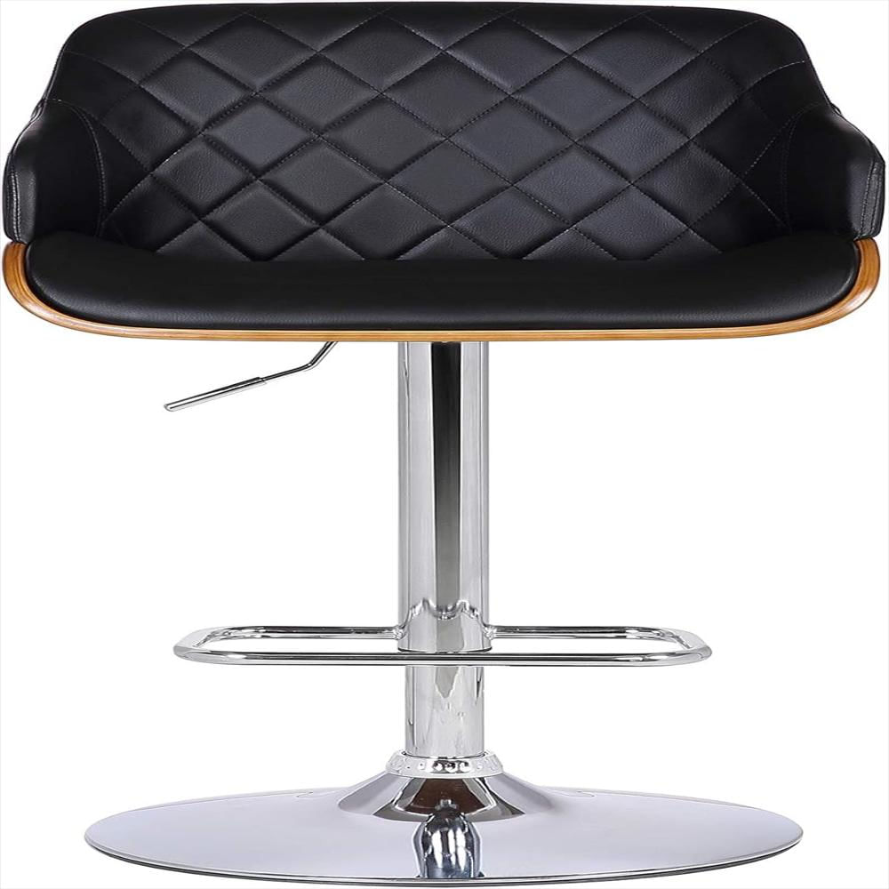 Taburete Giratorio Armen Living Cuero Sintético Negro Ajustable Diseño Elegante img #4