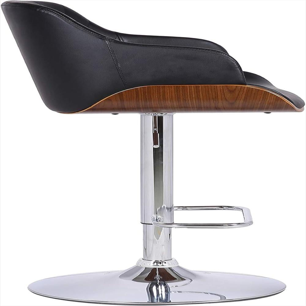 Taburete Giratorio Armen Living Cuero Sintético Negro Ajustable Diseño Elegante img #5