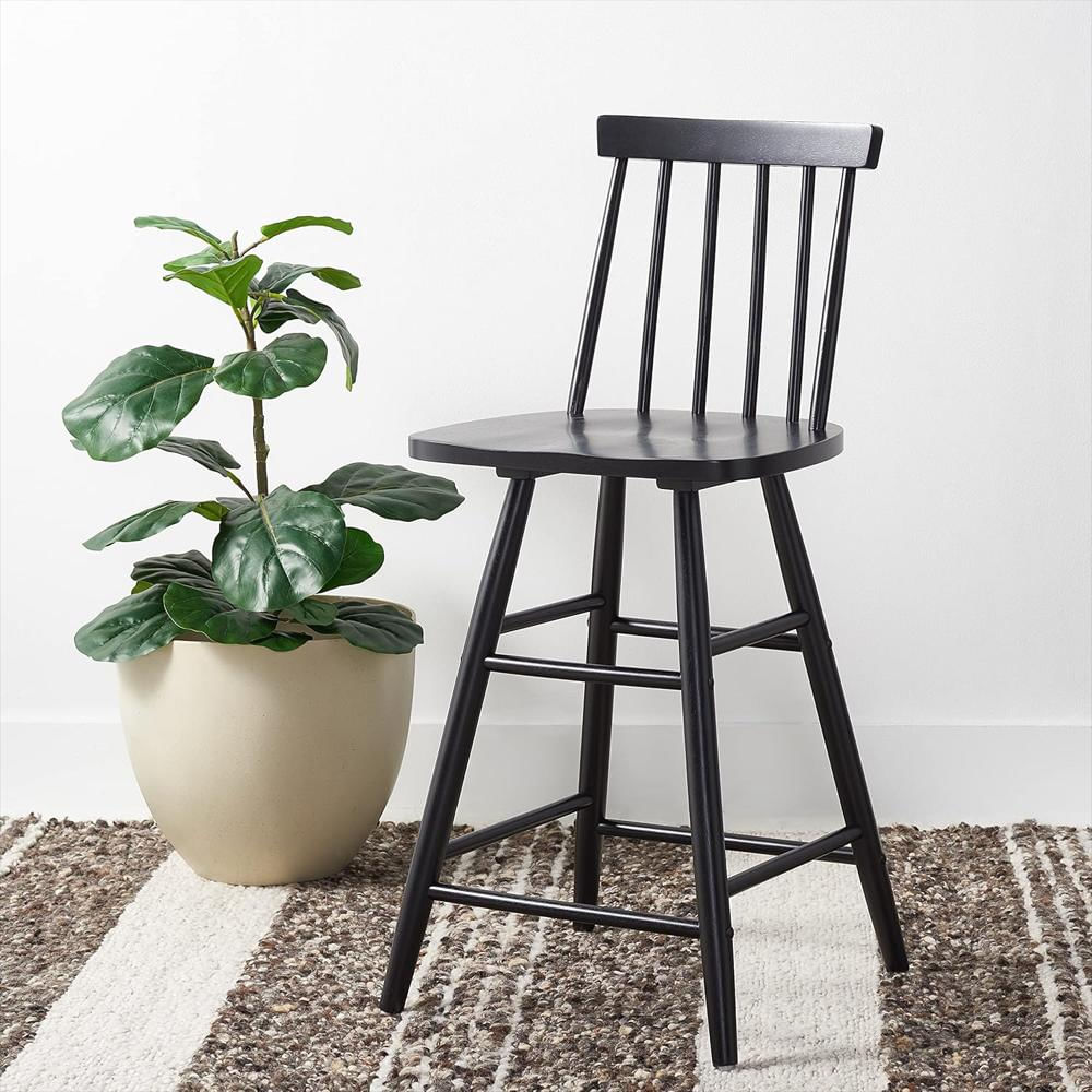 Taburete De Madera Safavieh Diseño Clásico Respaldo Negro 63.5 Cm img #2