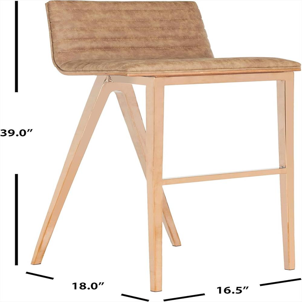Taburete De Bar Safavieh Tapizado Marrón Acabado Cobre 71 Cm img #3