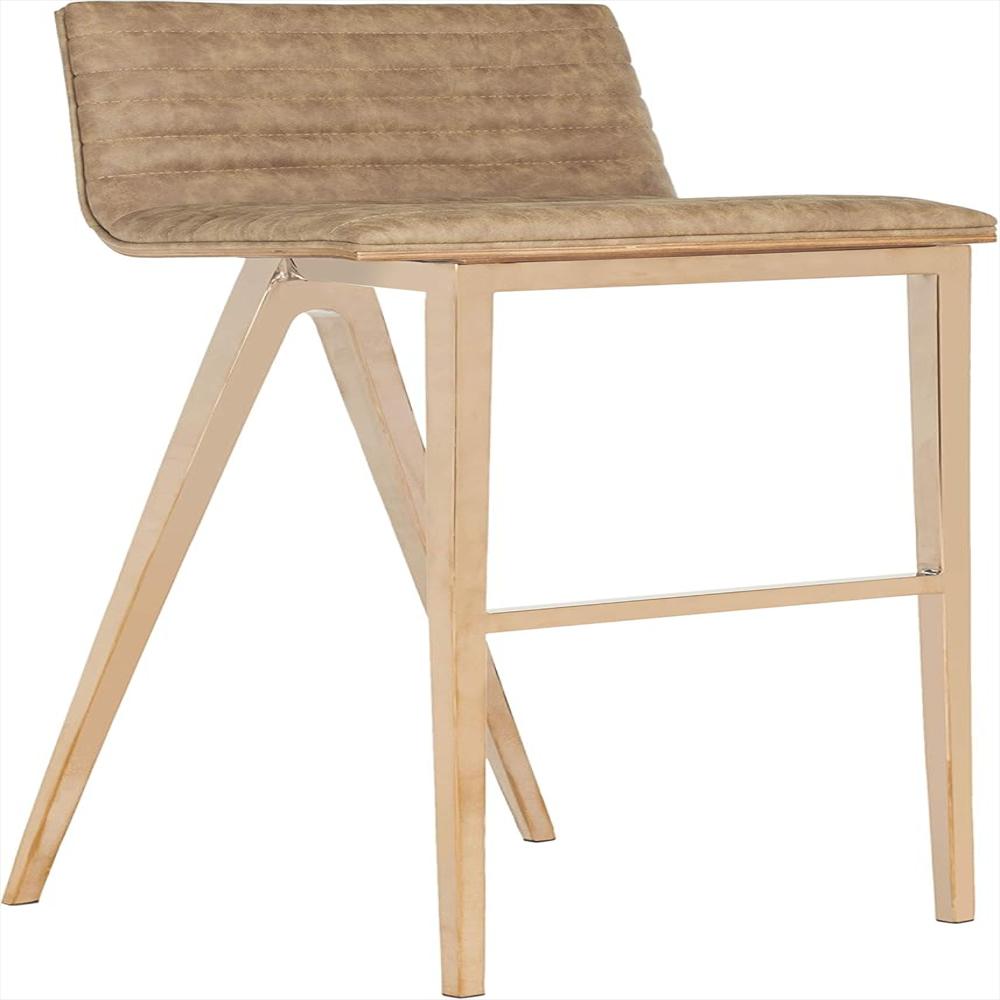 Taburete De Bar Safavieh Tapizado Marrón Acabado Cobre 71 Cm img #4