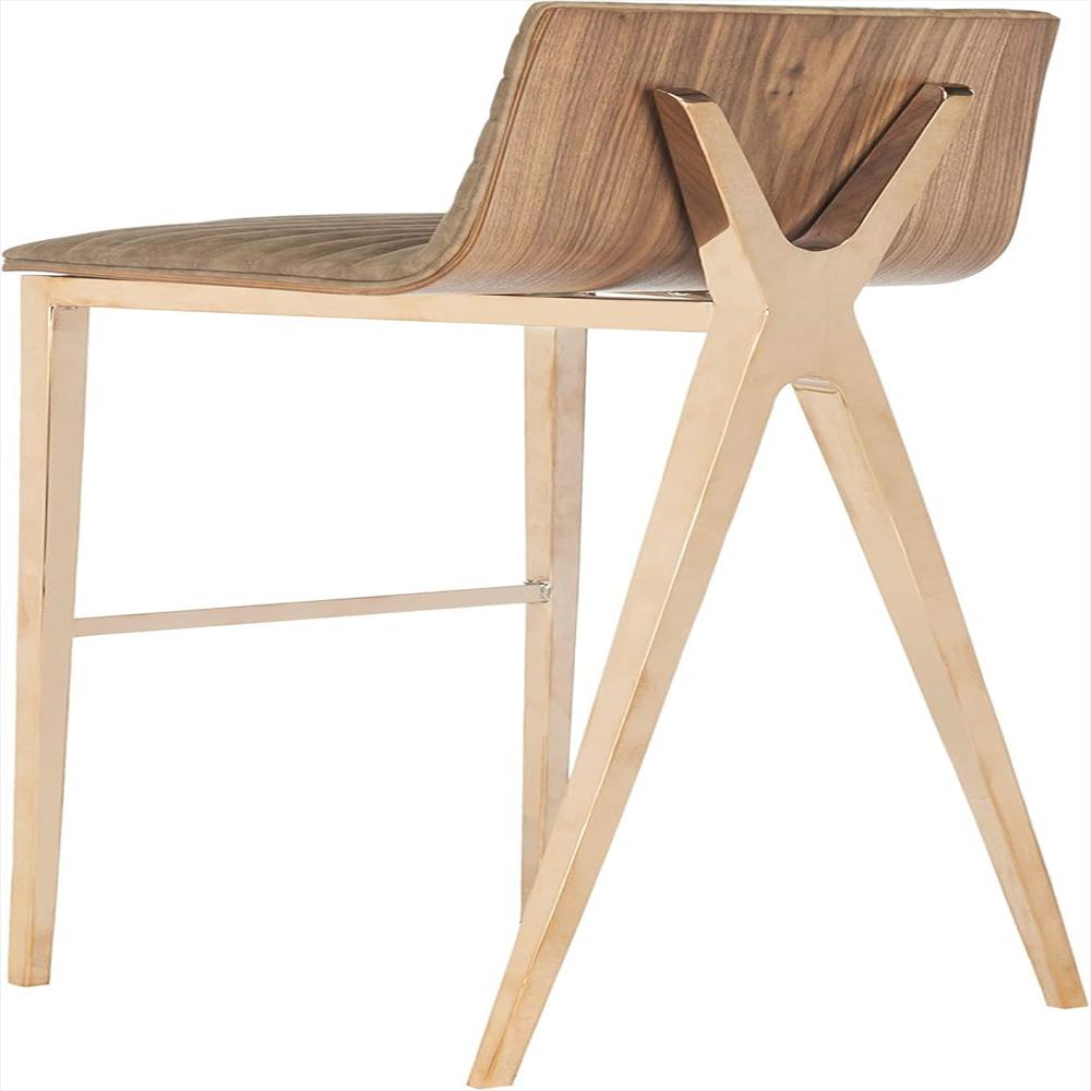Taburete De Bar Safavieh Tapizado Marrón Acabado Cobre 71 Cm img #5