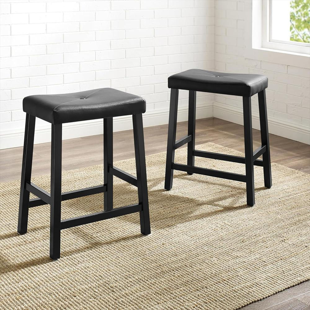 Taburete De Bar Crosley Furniture Tapizado Cuero Vegano Negro Altura 60 Cm img #2