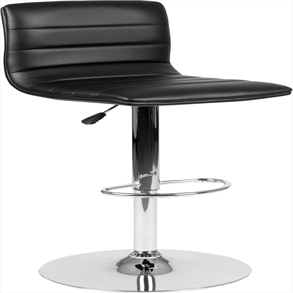 Silla De Bar Flash Furniture Ajustable Vinilo Negro Base Cromada img #1