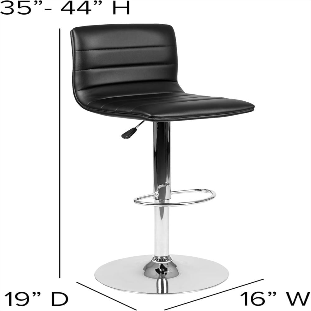 Silla De Bar Flash Furniture Ajustable Vinilo Negro Base Cromada img #3