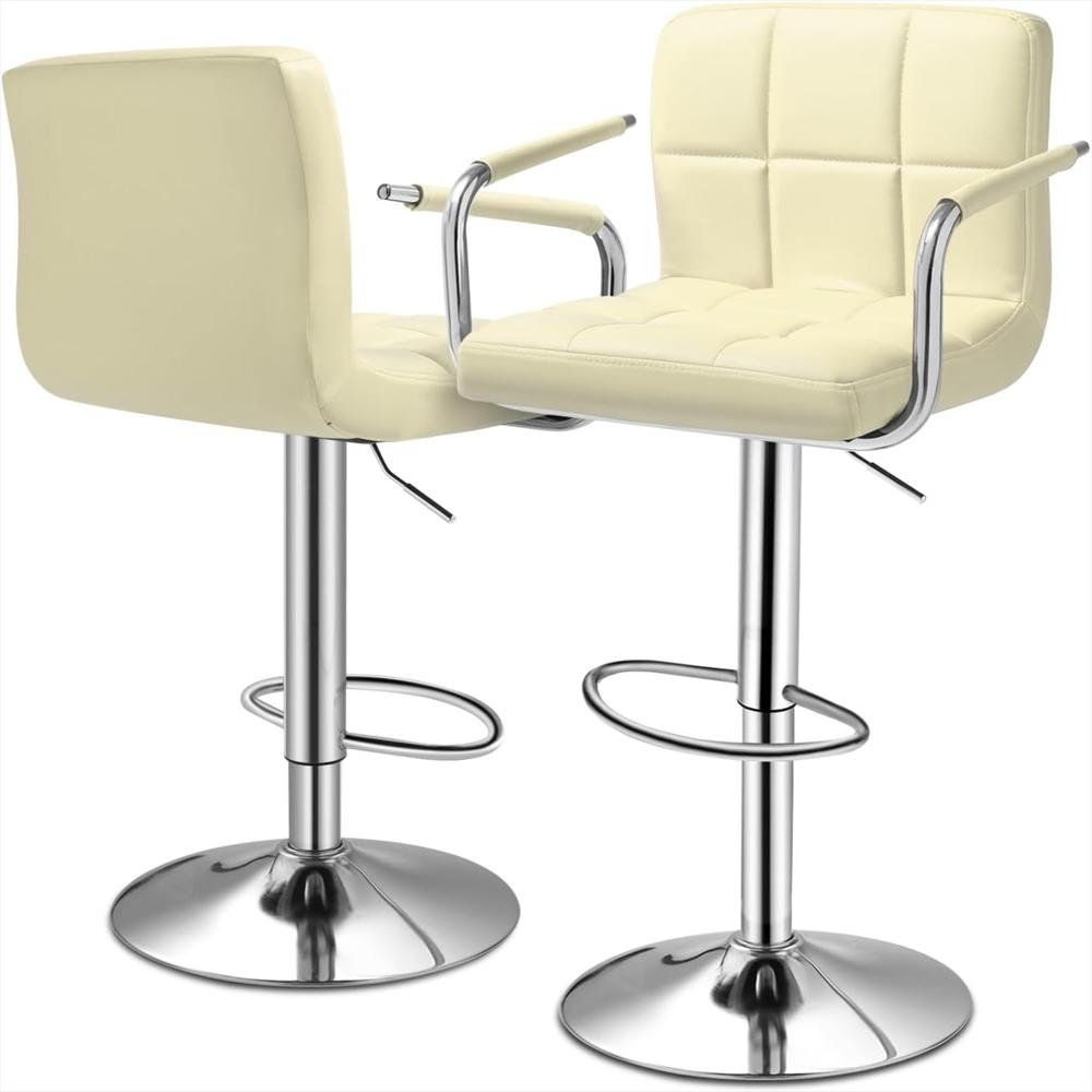 Taburete De Bar Monibloom Giratorio Ajustable Reposabrazos Beige img #1