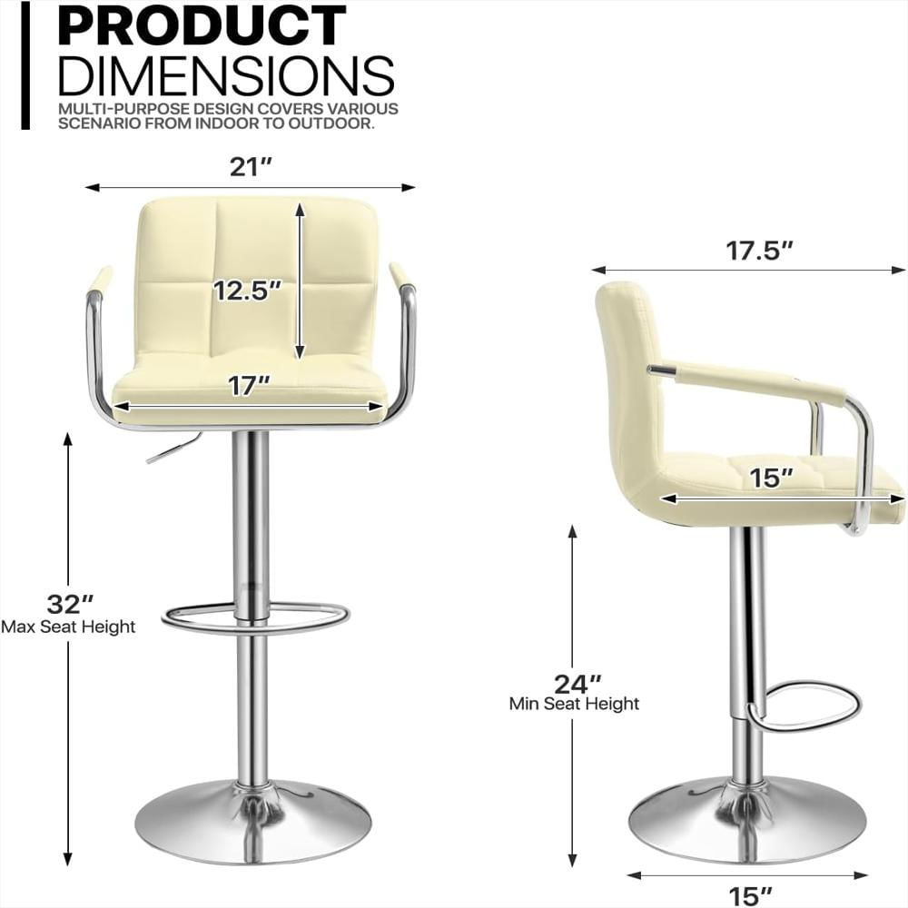 Taburete De Bar Monibloom Giratorio Ajustable Reposabrazos Beige img #3