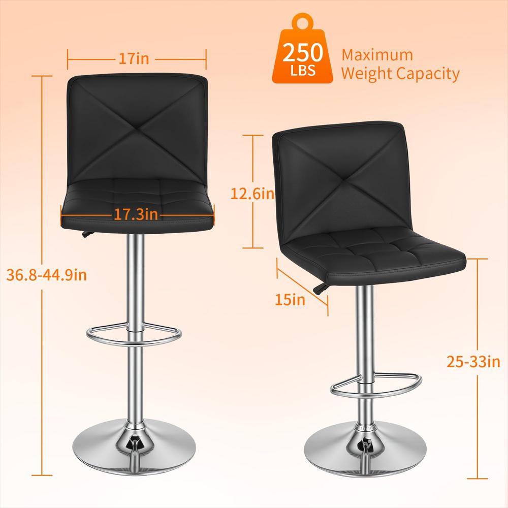 Taburete De Bar Bestoffice Piel Sintética Giratorio Ajustable Altura 250 Lbs img #3