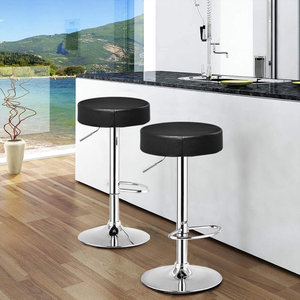 Taburete De Bar Waitpant Giratorio Ajustable Piel Sintética Base Cromada 66 A 86 Cm img #2