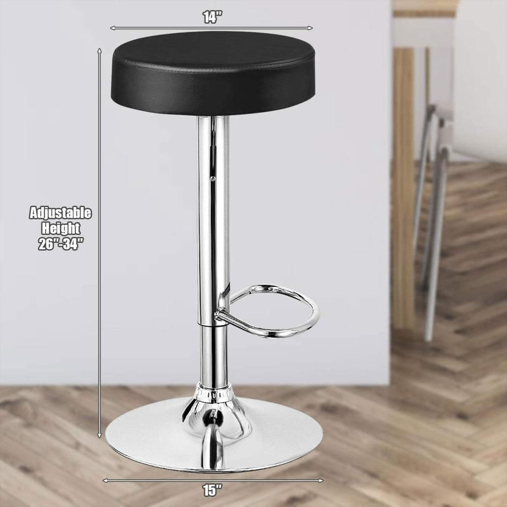 Taburete De Bar Waitpant Giratorio Ajustable Piel Sintética Base Cromada 66 A 86 Cm img #3
