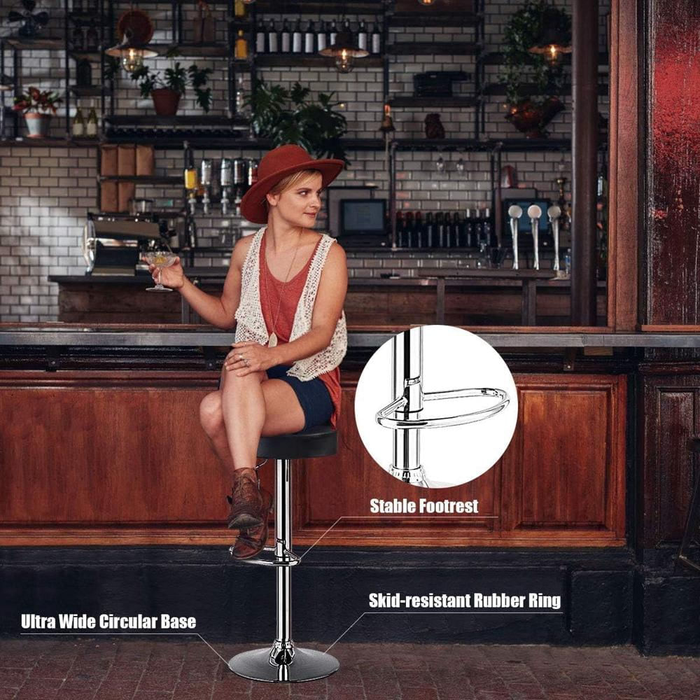 Taburete De Bar Waitpant Giratorio Ajustable Piel Sintética Base Cromada 66 A 86 Cm img #4
