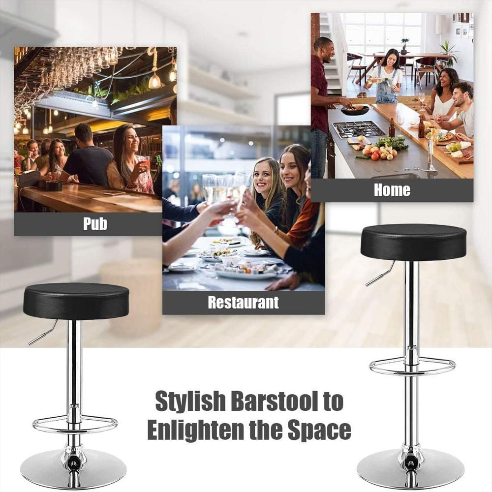 Taburete De Bar Waitpant Giratorio Ajustable Piel Sintética Base Cromada 66 A 86 Cm img #5