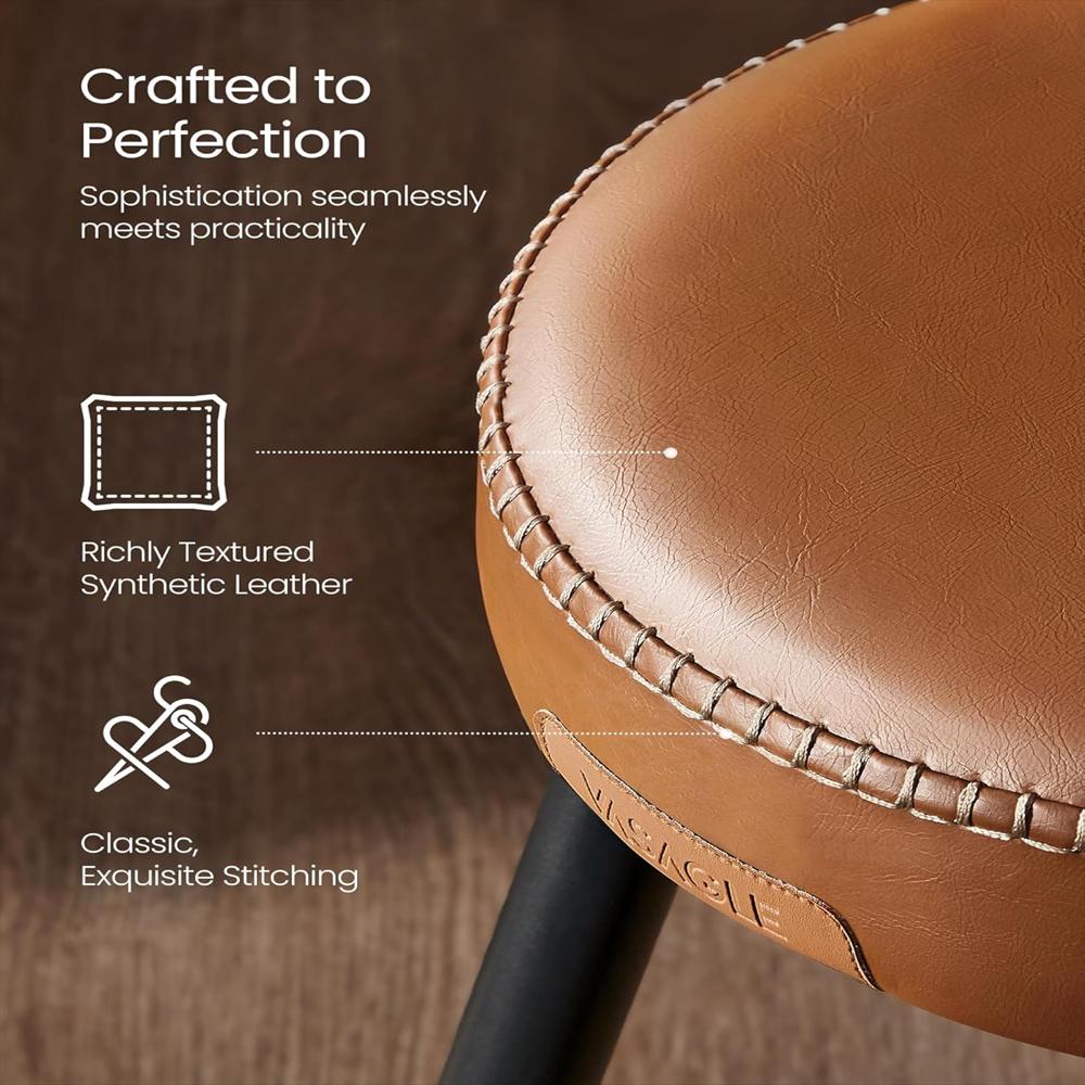 Taburete De Bar Vasagle Cuero Sintético Marrón Caramelo 62.99 Cm Altura img #5