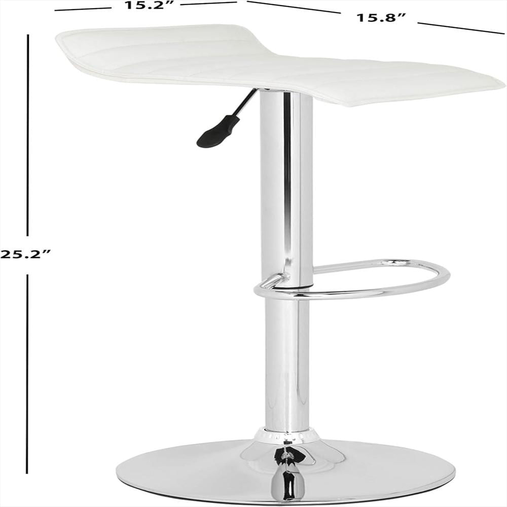 Taburete De Bar Safavieh Ajustable Acero Cromado Tapicería Pu Blanca img #3