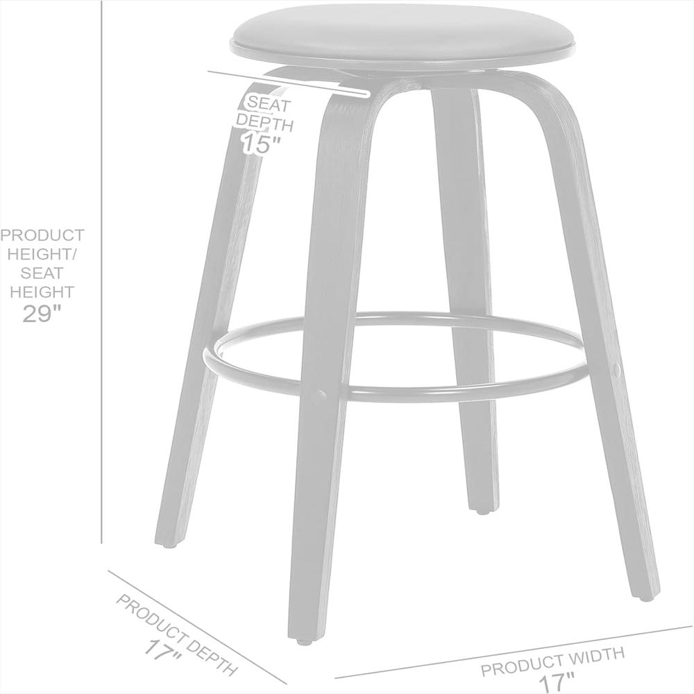 Taburete De Bar Armen Living Piel Sintética Gris Giratorio 76 Cm Sin Respaldo img #3