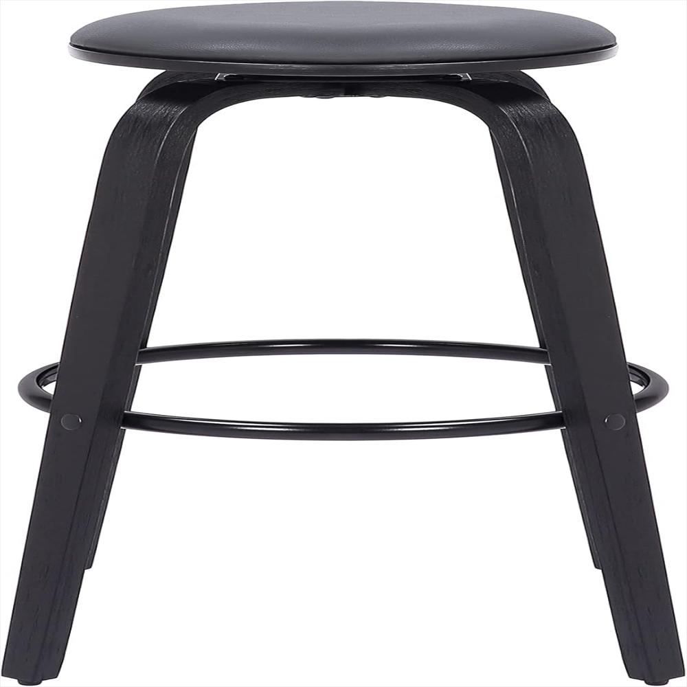 Taburete De Bar Armen Living Piel Sintética Gris Giratorio 76 Cm Sin Respaldo img #4