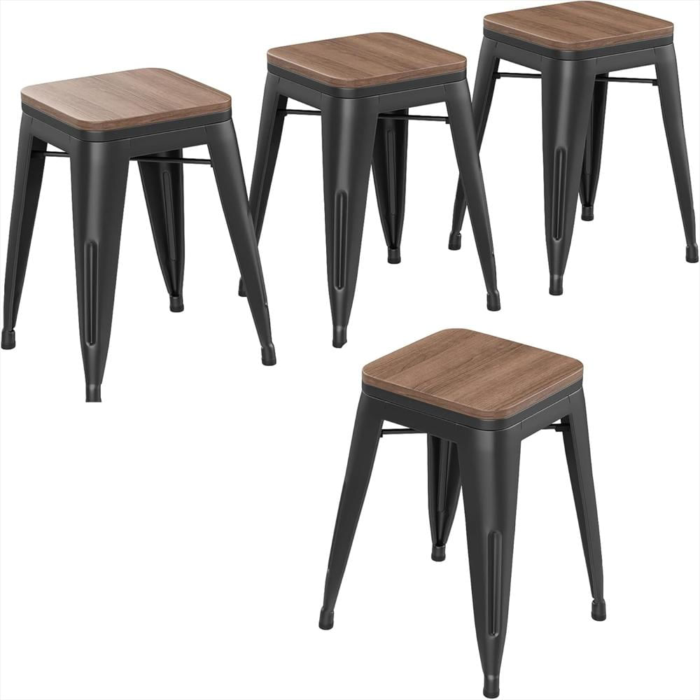 Set 4 Taburetes Changjie Furniture Metal Apilables Estilo Industrial Negro 45 Cm img #1