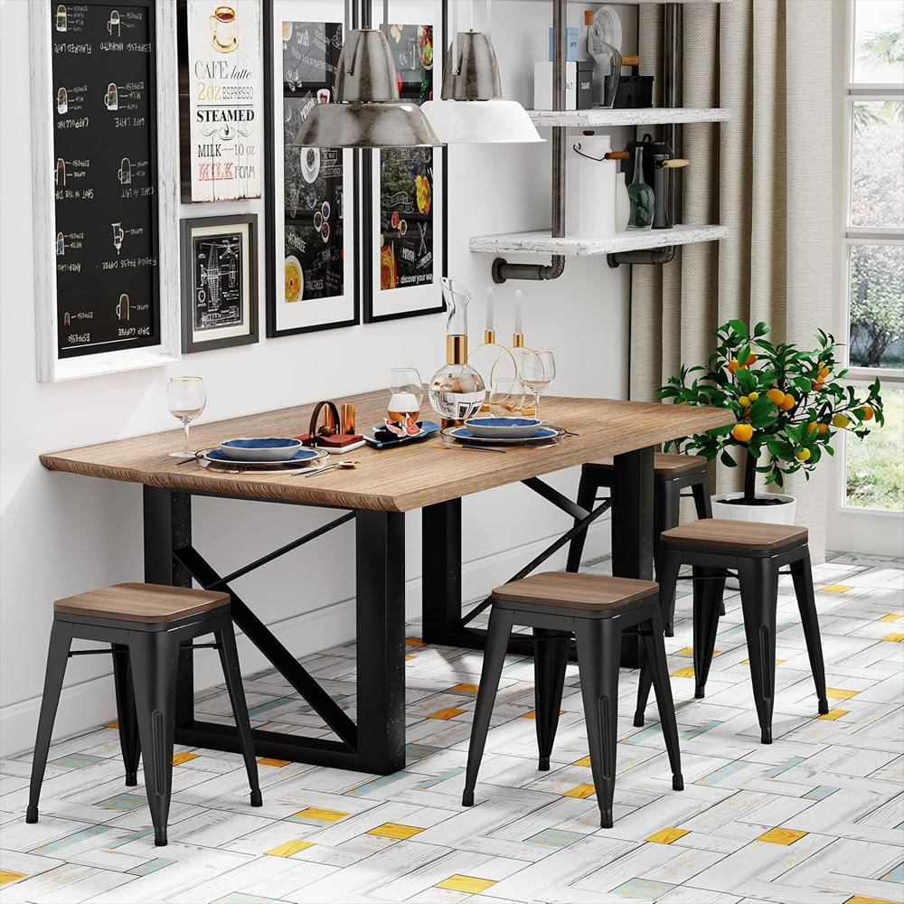 Set 4 Taburetes Changjie Furniture Metal Apilables Estilo Industrial Negro 45 Cm img #2
