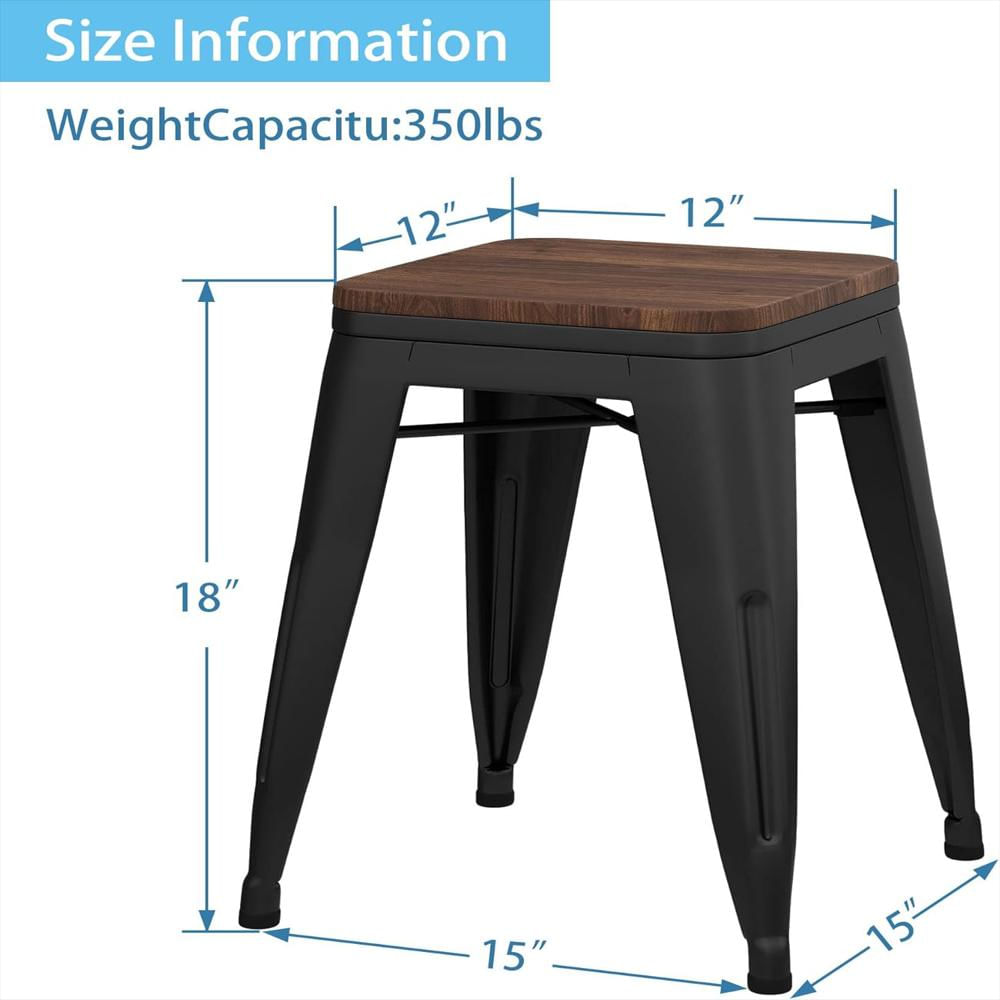 Set 4 Taburetes Changjie Furniture Metal Apilables Estilo Industrial Negro 45 Cm img #3