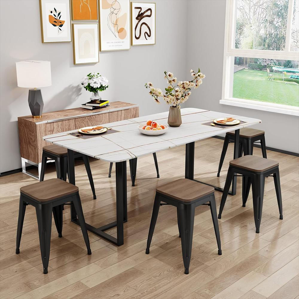 Set 4 Taburetes Changjie Furniture Metal Apilables Estilo Industrial Negro 45 Cm img #4