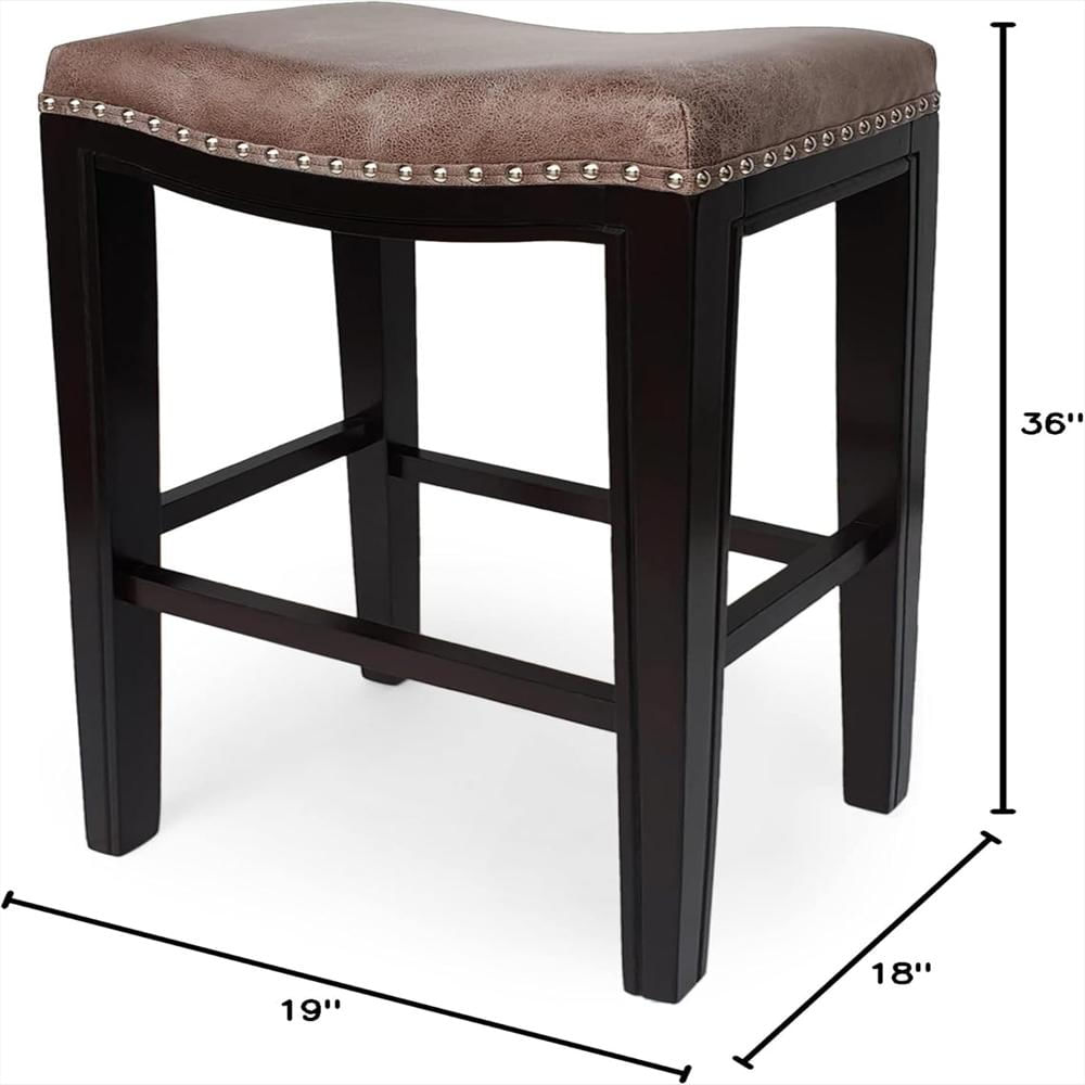 Taburete De Bar Gdfstudio Tapizado Sin Respaldo 76 Cm Gris Marrón Capuchino Juego De 2 img #3