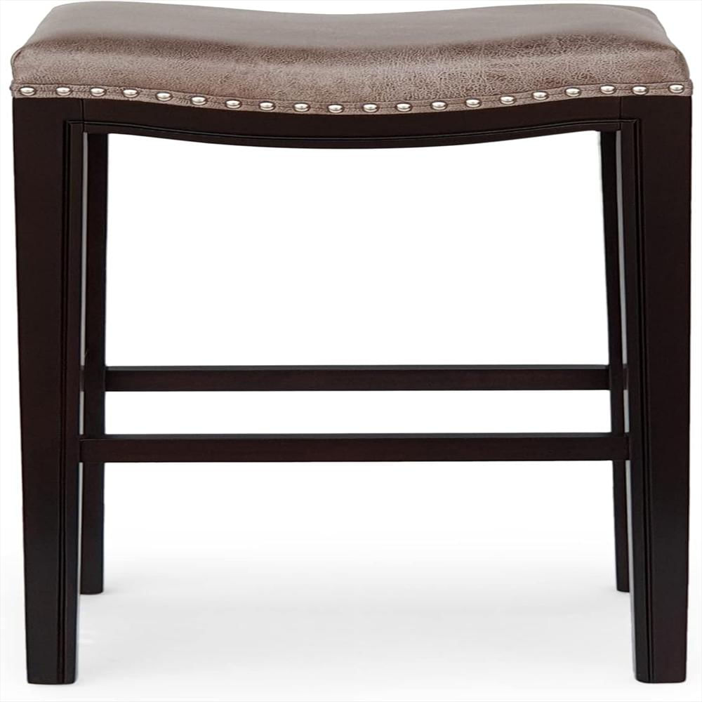 Taburete De Bar Gdfstudio Tapizado Sin Respaldo 76 Cm Gris Marrón Capuchino Juego De 2 img #5
