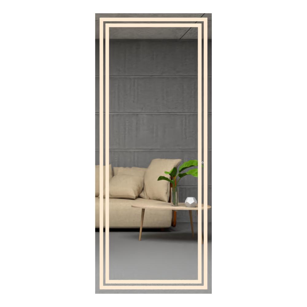 Espejo De Baño Valencia Gris 50X130cm Rectangular Con Sandblasting Y Con Iluminación Led img #1