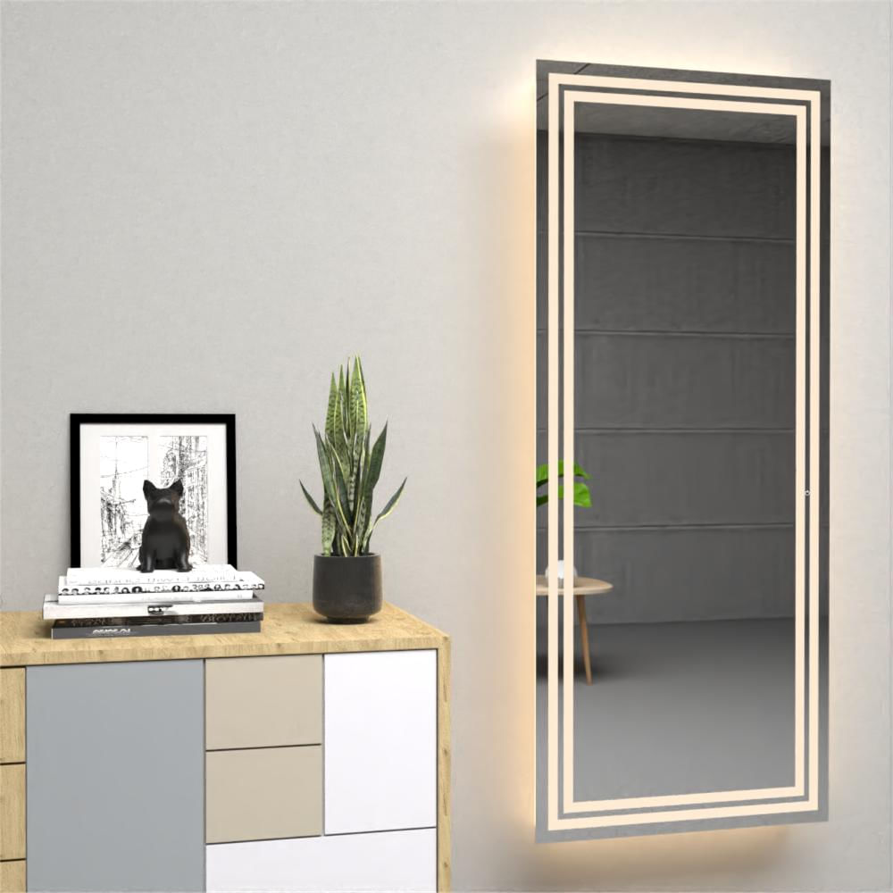 Espejo De Baño Valencia Gris 50X130cm Rectangular Con Sandblasting Y Con Iluminación Led img #3