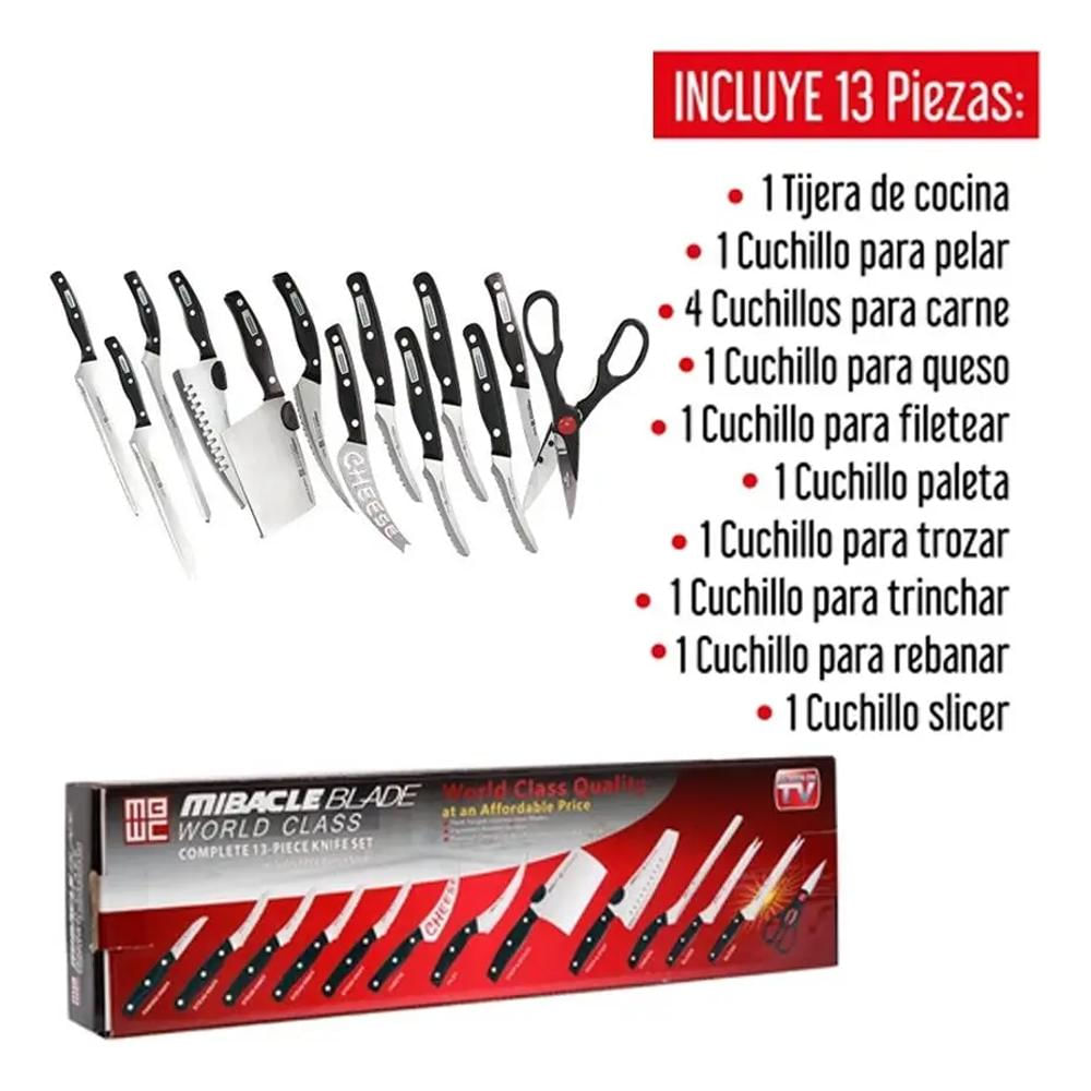 Kit 13 Cuchillos Cocina Profesionales Multiusos Acero Inoxidable Duradero img #4