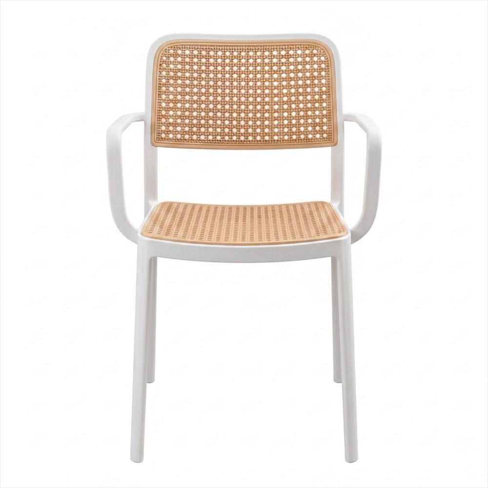 Silla Solea En Polipropileno Cuadrada Color Blanco Con Brazos img #1
