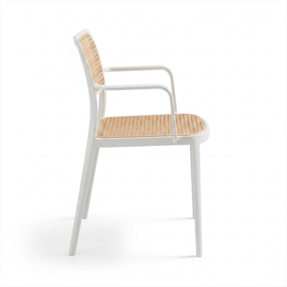 Silla Solea En Polipropileno Cuadrada Color Blanco Con Brazos img #3