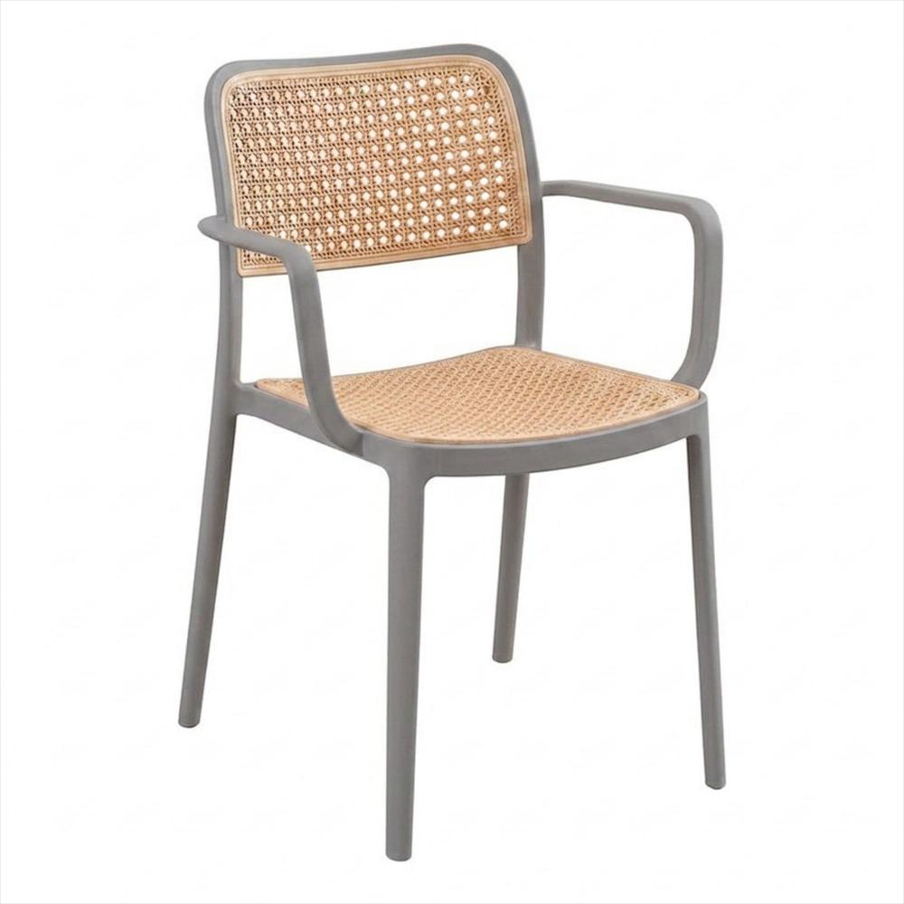 Silla Solea En Polipropileno Cuadrada Color Gris Con Brazos img #2