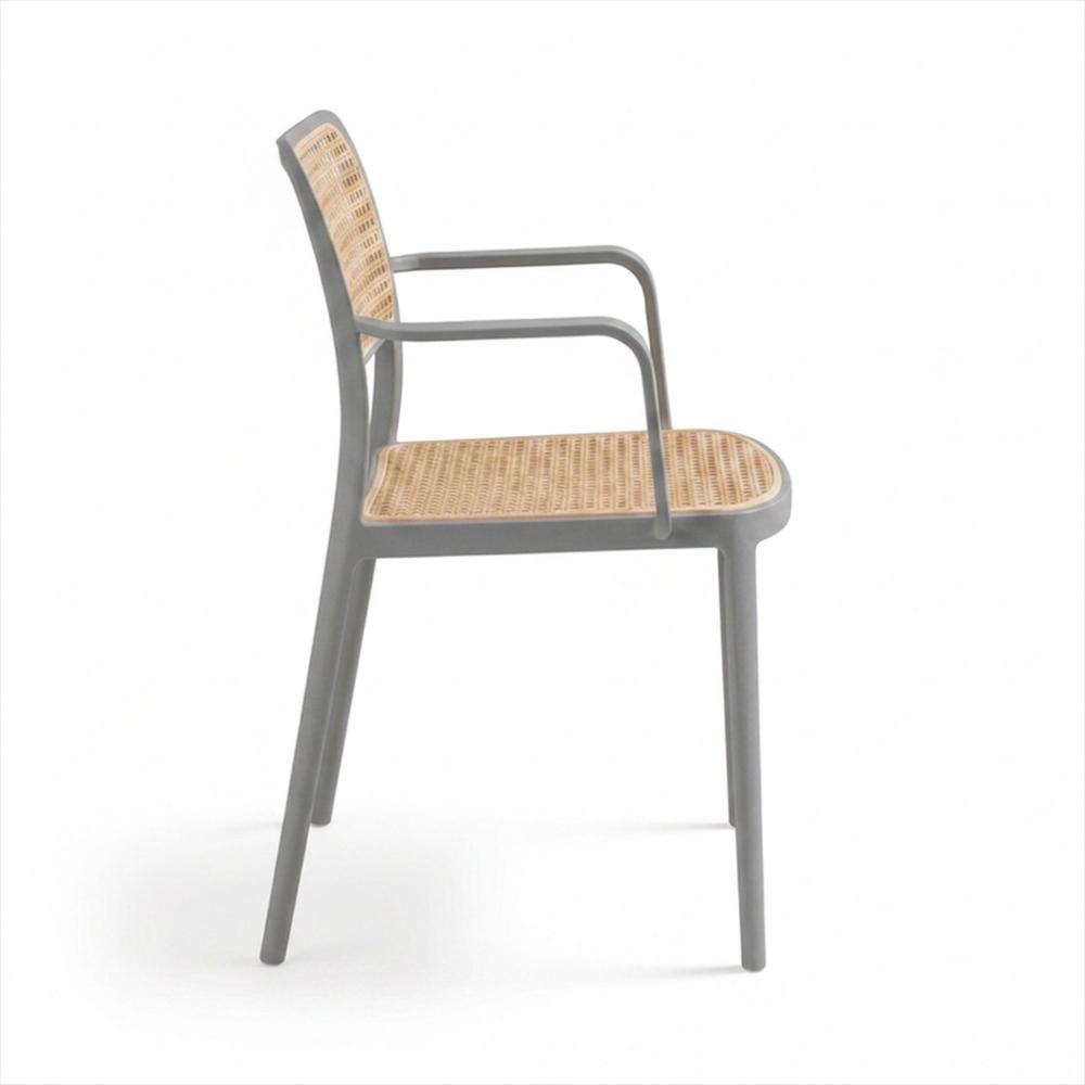 Silla Solea En Polipropileno Cuadrada Color Gris Con Brazos img #3