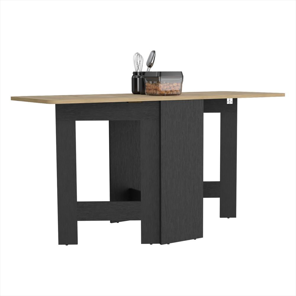 Mesa Auxiliar De Cocina Gateleg Wengue Y Macadamia 60X78.6Cm Rectangular Plegable De Seis Puestos img #1