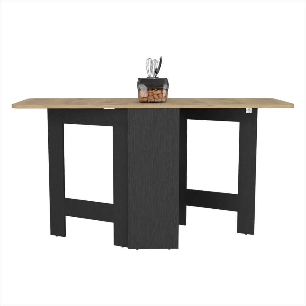Mesa Auxiliar De Cocina Gateleg Wengue Y Macadamia 60X78.6Cm Rectangular Plegable De Seis Puestos img #3
