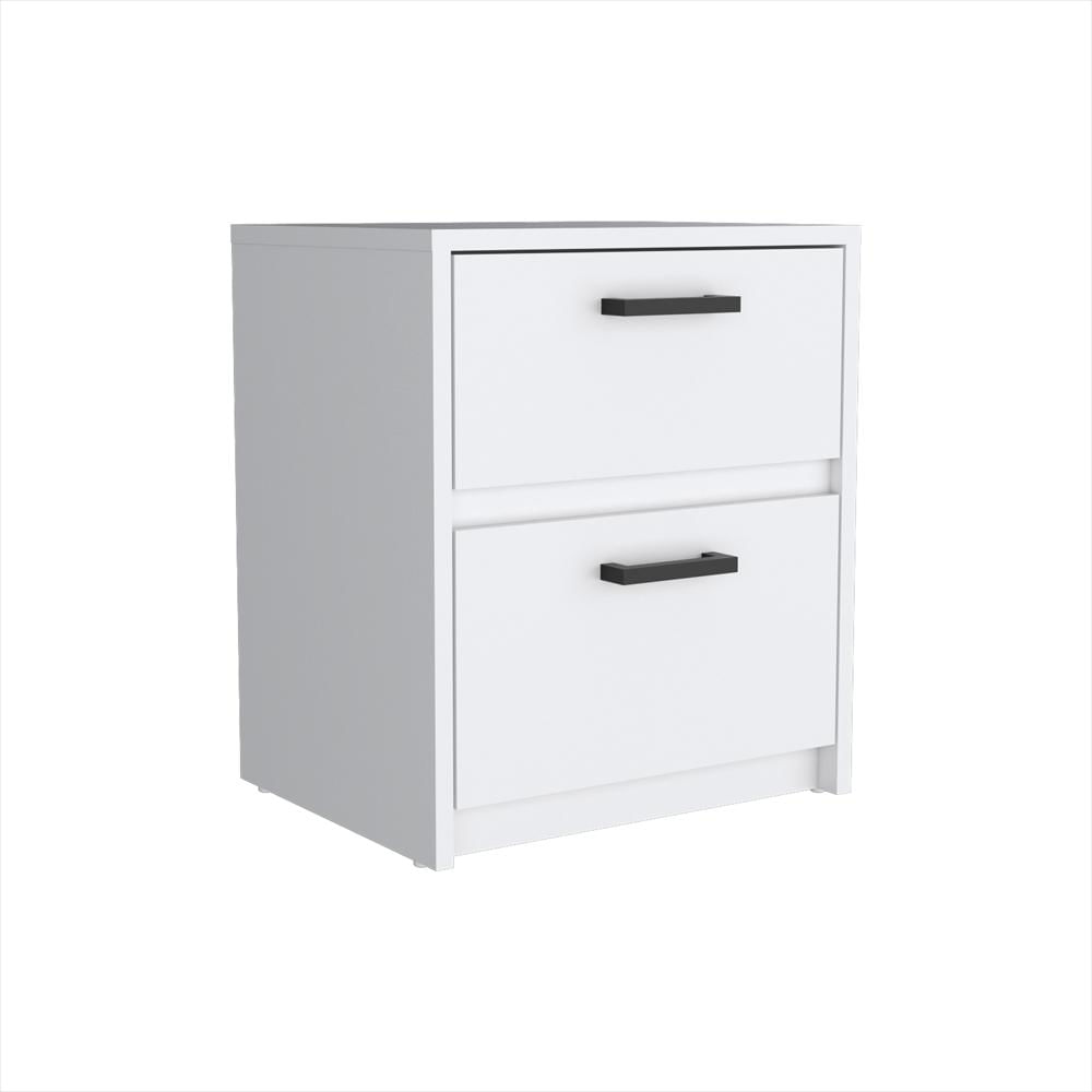 Mesa De Noche Blanco 40X46.5Cm Con Dos Cajones img #3