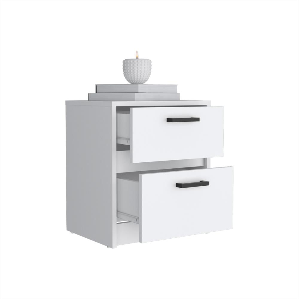 Mesa De Noche Blanco 40X46.5Cm Con Dos Cajones img #4