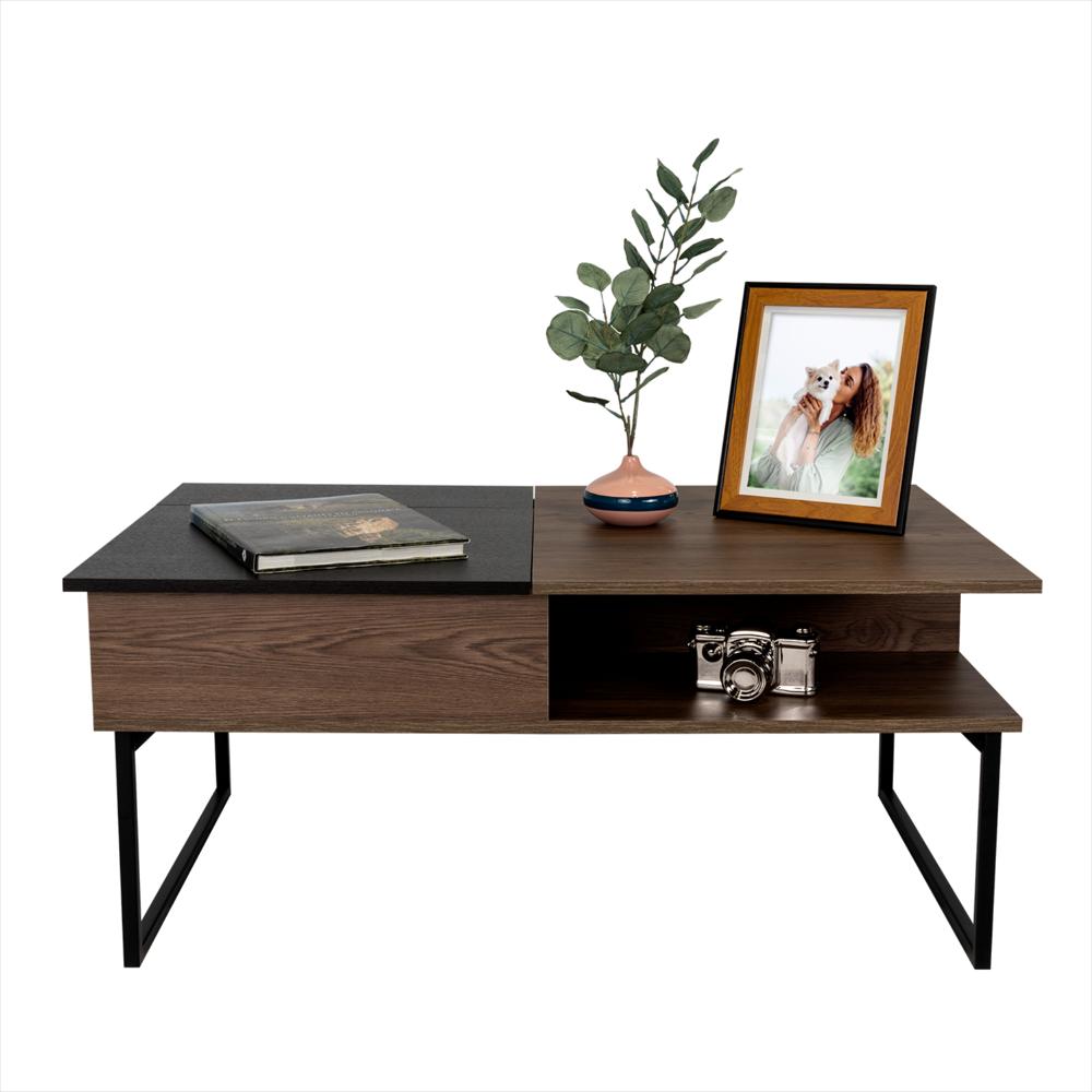 Mesa De Centro 5G Coñac Y Wengue 105.1X45.7Cm Rectangular Extensible Con Compartimiento img #5