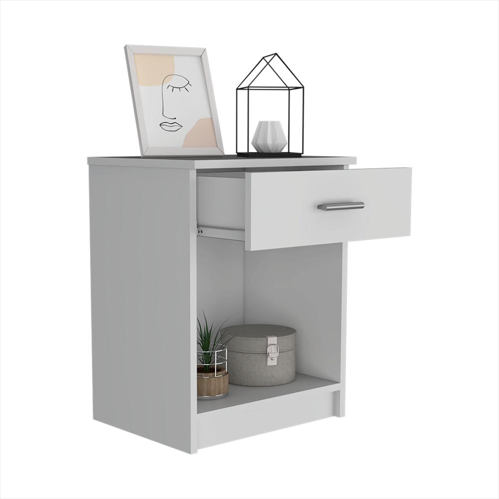 Mesa De Noche Eco Blanco 42.4X55.2Cm Con Un Cajón Y Con Un Compartimiento img #4