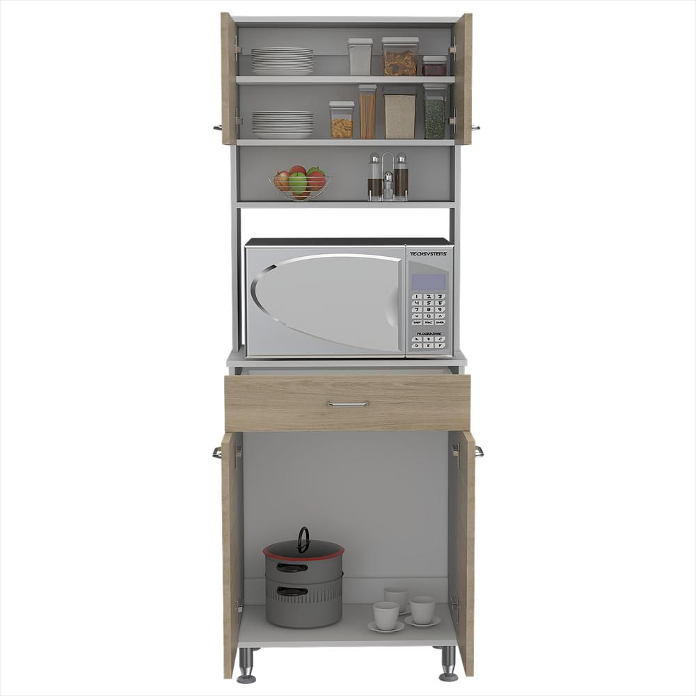Módulo Microondas Kitchen 60 Blanco Y Rovere 60X169cm Con Un Cajón Y Con Cuatro Puertas img #4