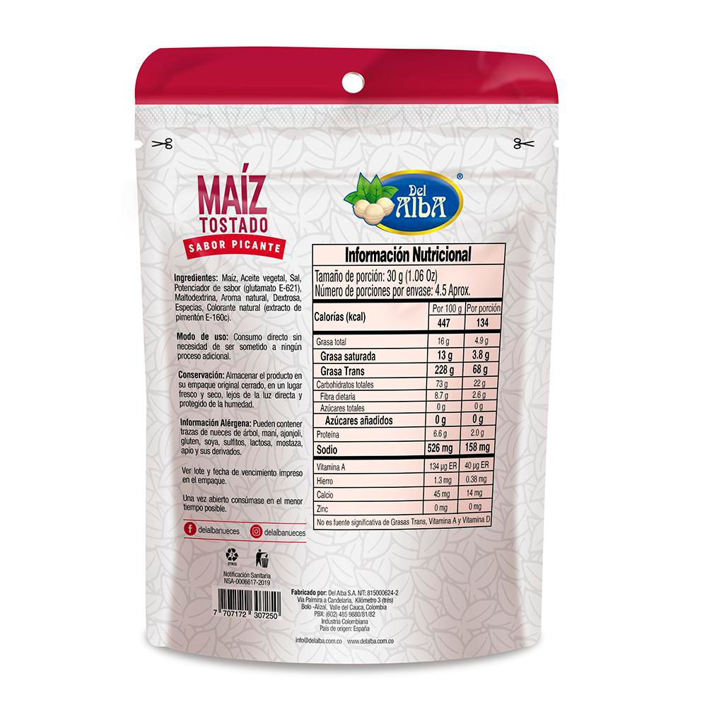 Maíz DEL ALBA tostado picante (140  gr) img #2