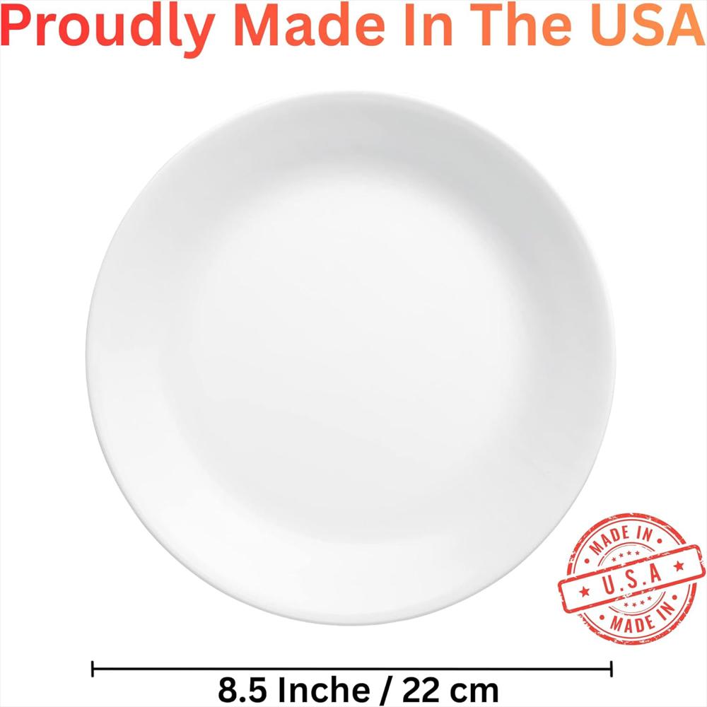 Plato Corelle Juego 6 Piezas 22 Cm Vidrio Vitrelle Blanco Resistente Y Apilable img #3