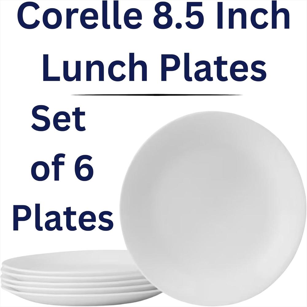Plato Corelle Juego 6 Piezas 22 Cm Vidrio Vitrelle Blanco Resistente Y Apilable img #4